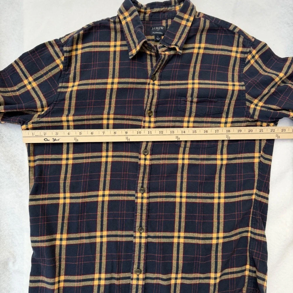J.‎ Crew Re-Imagined Flannel Shirt Mens Large Navy Plaid Cotton Button Down